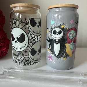 Jack Skellington and Sally Glass Cups